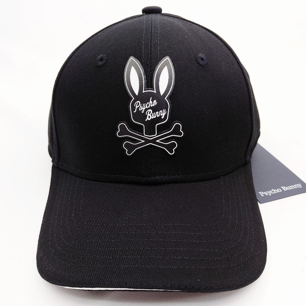 Psycho Bunny Curved Bill Mesh Strapback Hat Cap Black Youth